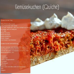 Gemüsekuchen, Dinkelkuchen mit Kürbisgemüse, vegan