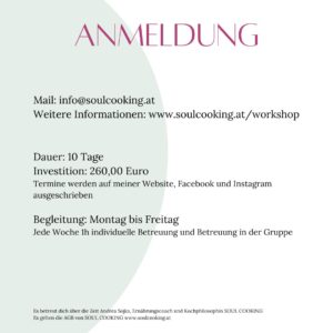 Belohnung, Ernährungsmuster Soul Cooking andrea sojka workshop