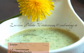 Zucchinisuppe mit Polenta und Kräutern
