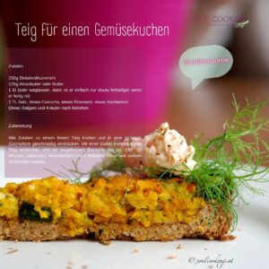 Gemüsekuchen, Dinkelkuchen mit Kürbisgemüse, vegan