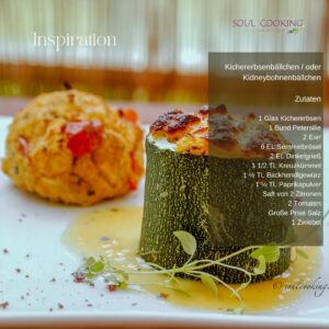 Kichererbsenbällchen mit gefüllten Zucchini