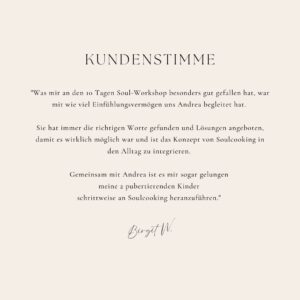 Kundenstimme workshop soulcooking andrea sojka