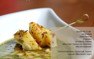 brokkoli polenta ananas jogurt zitrone suppe karotten kümmel sonnentor ananas