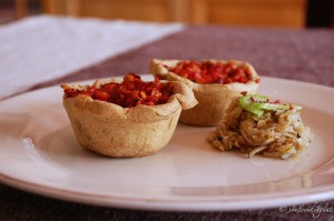 Einkorn Dinkeltascherl mit Gemüse und Birnen Rettichsalat