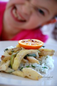 zucchini birnen gemüse mit mandarinen