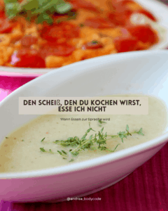 Kohlrabisuppe und Polentapizza mit dem Thema Wenn Essen zur Sprache wird